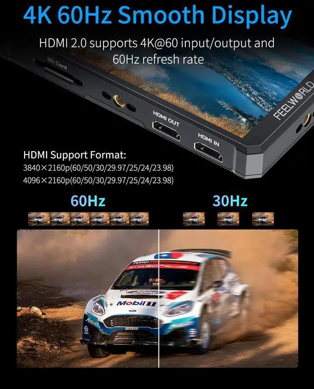 Alt view image 4 of 7 - FEELWORLD PS6 5.5 Inch OLED Vertical Horizontal Camera Field Video Monitor Touch Screen 4K HDMI