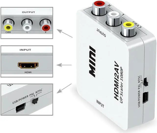 Alt view image 2 of 7 - HDMI to 3RCA 1080P FHD Audio Video AV CVBS Converters Adapter HDMI2AV