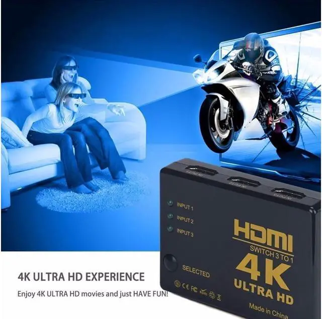 Alt view image 4 of 7 - HDMI Audio/Video Splitter Switcher 3 input to 1 output Port Hub with IR Remote Controller for DVD HDTV Xbox PS3 PS5 Switch