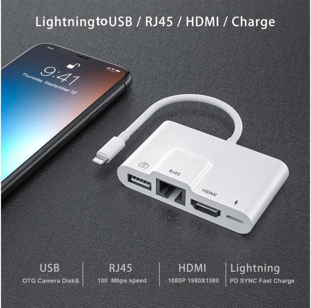 Lightning to HDMI Digital AV Multi-Function Adapter with RJ45