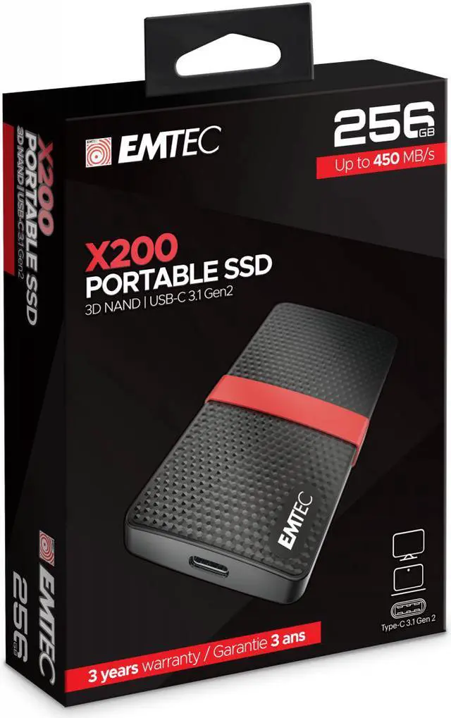Alt view image 2 of 7 - Emtec X200 Power Plus 256GB mSATA Portable Solid State Drive (SSD) - ECSSD256GX200