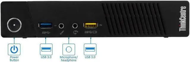 Alt view image 2 of 5 - Lenovo ThinkCentre M93p Tiny Desktop - 4th Gen Intel Core i5-4570T (Up to 3.60GHz), 8GB RAM, 128GB SSD, DisplayPort, VGA, LAN, Wi-Fi, Windows 10 Pro, Keyboard & Mouse - Grade A