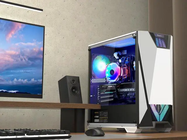 Alt view image 4 of 7 - Hoengager Battleaxe Gaming Desktop PC - AMD Ryzen 5 5600G 6-Core 3.9GHz- GeForce GTX 1650 - 16GB DDR4 3200MHz - 1TB M.2 +1TB SATA SSD- WIFI & Bluetooth 5.0 -RGB Fans - Windows 11 Pro Desktop Computer