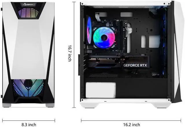 Alt view image 6 of 7 - Hoengager Battleaxe Gaming Desktop PC - AMD Ryzen 5 5600G 6-Core 3.9GHz- GeForce GTX 1650 - 16GB DDR4 3200MHz - 1TB M.2 +1TB SATA SSD- WIFI & Bluetooth 5.0 -RGB Fans - Windows 11 Pro Desktop Computer