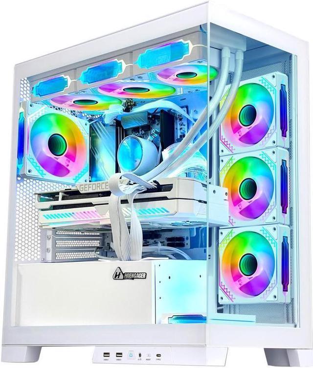 H.E. Ocean Park Gaming PC Desktop-AMD Ryzen 7 5700X 3.4 GHz 8-Core, 32GB  DDR4 RAM,1TB PCI-E SSD, RTX 4060 8G, 360 Liquid-Cooled,RGB Fans, WIFI 