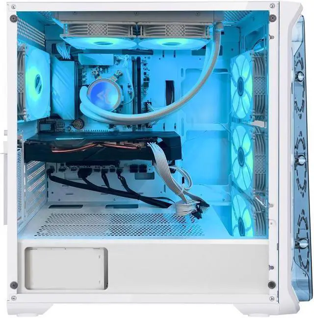 Alt view image 2 of 7 - Hoengager GALAXY Gaming PC Desktop-AMD Ryzen 7 5700X 3.4 GHz 8-Core, 32GB DDR4 RAM,1TB M.2 +1TB SATA SSD, RTX 4060TI 8G, 240 Liquid-Cooled,RGB FansWIFI &Bluetooth ,Win 11 Pro 64bit -White