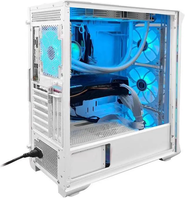Alt view image 4 of 7 - Hoengager GALAXY Gaming PC Desktop-AMD Ryzen 7 5700X 3.4 GHz 8-Core, 32GB DDR4 RAM,1TB M.2 +1TB SATA SSD, RTX 4060TI 8G, 240 Liquid-Cooled,RGB FansWIFI &Bluetooth ,Win 11 Pro 64bit -White