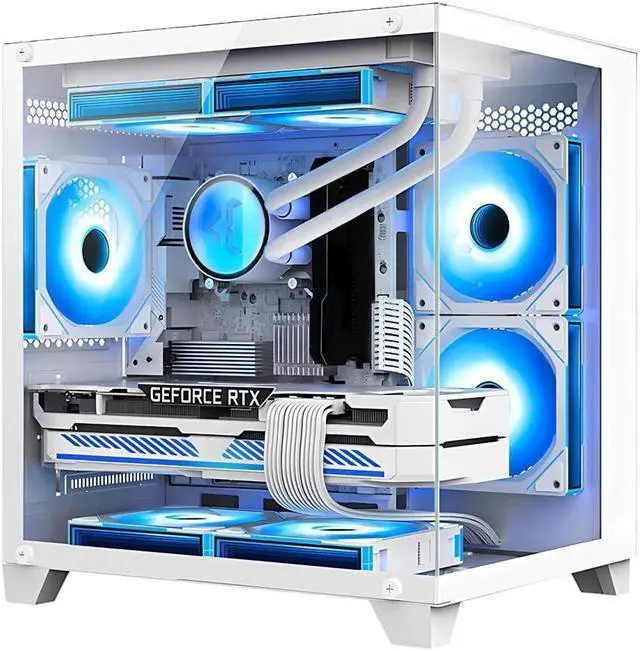 Main image of Hoengager Gaming PC -AMD Ryzen 5 5600X 3.7 GHz-RTX 4060TI 8GB -16GB DDR4 RAM-1TB M.2 SSD-240 Liquid Cooler -WIFI &Bluetooth -RGB Fans-Windows 11 Pro Desktop Computer-White