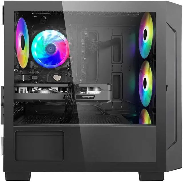 Alt view image 3 of 7 - Hoengager  Gaming Desktop PC - AMD Ryzen 5 5600G 6-Core 3.9GHz- GeForce GTX 1650 - 16GB DDR4 3200MHz - 1TB M.2 +1TB SATA SSD- WIFI & Bluetooth 5.0 -RGB Fans - Windows 11 Pro Desktop Computer