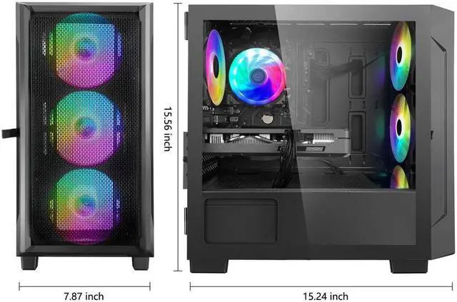 Alt view image 6 of 7 - Hoengager  Gaming Desktop PC - AMD Ryzen 5 5600G 6-Core 3.9GHz- GeForce GTX 1650 - 16GB DDR4 3200MHz - 1TB M.2 +1TB SATA SSD- WIFI & Bluetooth 5.0 -RGB Fans - Windows 11 Pro Desktop Computer