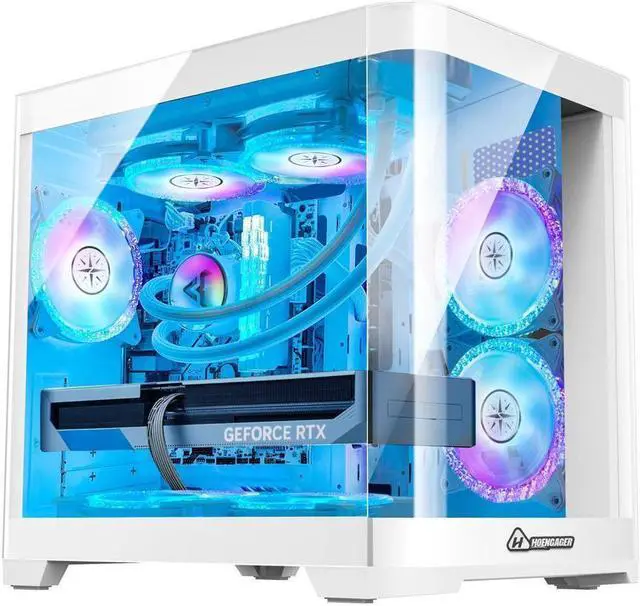 Alt view image 4 of 7 - Hoengager Poseidon Gaming PC -AMD Ryzen 7 5700G 3.8GHz, RX 6650 XT 8G,16GB DDR4 RAM 3200MHz ,1TB M.2+1TB SATA SSD , Liquid Cooler,WIFI, RGB Fans, HDMI,Bluetooth ,Windows 11 Pro Desktop-White
