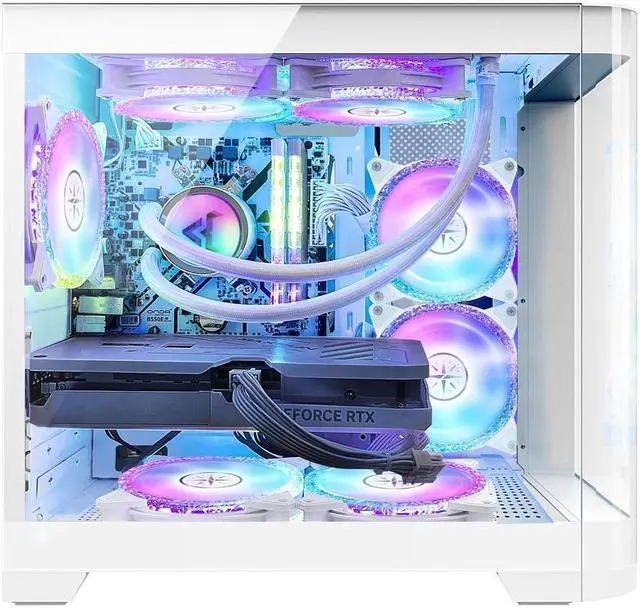 Alt view image 5 of 7 - Hoengager Poseidon Gaming PC -AMD Ryzen 7 5700G 3.8GHz, RX 6650 XT 8G,16GB DDR4 RAM 3200MHz ,1TB M.2+1TB SATA SSD , Liquid Cooler,WIFI, RGB Fans, HDMI,Bluetooth ,Windows 11 Pro Desktop-White