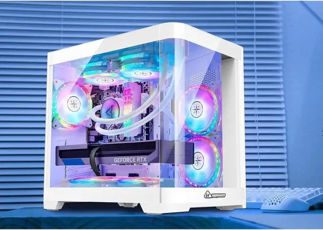 Alt view image 3 of 7 - Hoengager Poseidon Gaming PC -AMD Ryzen 7 5700G 3.8GHz, RX 6650 XT 8G,16GB DDR4 RAM 3200MHz ,1TB M.2+1TB SATA SSD , Liquid Cooler,WIFI, RGB Fans, HDMI,Bluetooth ,Windows 11 Pro Desktop-White