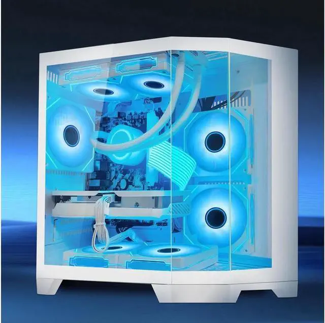 Alt view image 5 of 7 - Hoengager Ocean of Stars Gaming PC AMD Ryzen 7 7700 3.8 GHz, RTX 4070 TI SUPER 12GB, 1TB PCIe SSD, 32GB DDR5 RAM, Liquid Cooler ,AC Wi-Fi &Bluetooth, RGB Fans,Windows 11 Pro Desktop-White