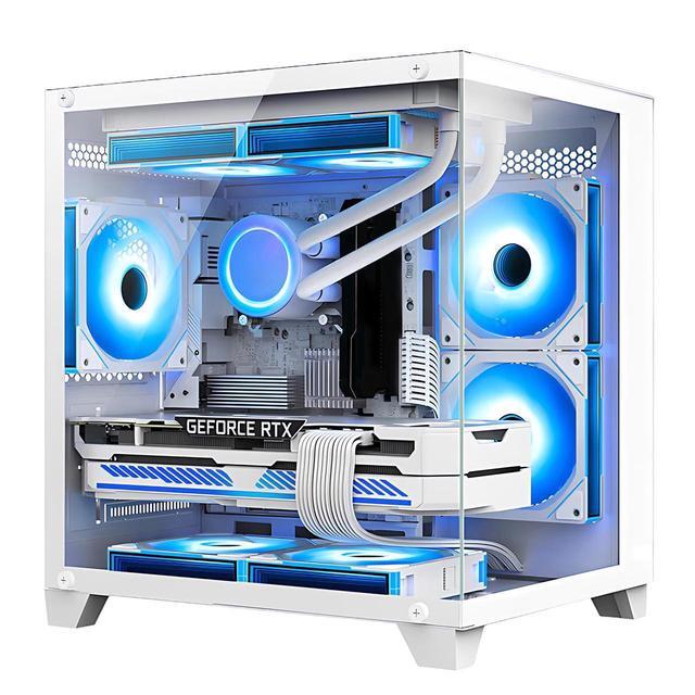Hoengager Gaming PC -AMD Ryzen 7 5700X 3.4 GHz-RTX 4060 8GB-32GB DDR4 RAM-1TB M.2 SSD-240 Liquid Cooler -WIFI &Bluetooth -RGB Fans-Windows 11 Pro Desktop Computer-White