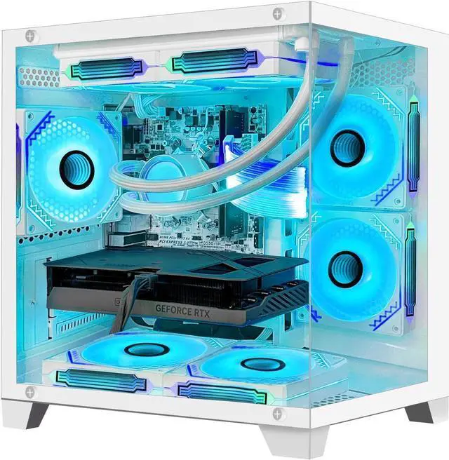 Alt view image 4 of 6 - H.E. Gaming PC -AMD Ryzen 7 5700G 3.8 GHz-RTX 3060 12GB -16GB DDR4 RAM-1TB M.2 SSD-240 Liquid Cooler -WIFI &Bluetooth -RGB Fans-Windows 11 Pro Desktop Computer-White