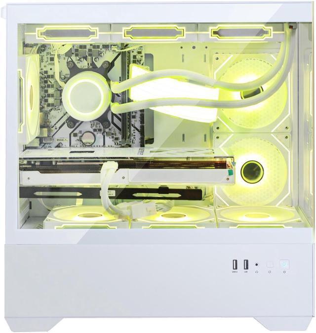 Alt view image 4 of 7 - Hoengager Ocean Park Gaming PC Desktop-AMD Ryzen 7 5700X 3.4 GHz 8-Core, 32GB DDR4 RAM,1TB PCI-E +1 TB 2.5'' SSD, RTX 4060 8G, 360 Liquid-Cooled,RGB Fans, WIFI &Bluetooth ,Win 11 Pro 64bit -White