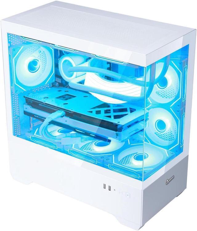 Alt view image 5 of 7 - Hoengager Ocean Park Gaming PC Desktop-AMD Ryzen 7 5700X 3.4 GHz 8-Core, 32GB DDR4 RAM,1TB PCI-E +1 TB 2.5'' SSD, RTX 4060 8G, 360 Liquid-Cooled,RGB Fans, WIFI &Bluetooth ,Win 11 Pro 64bit -White