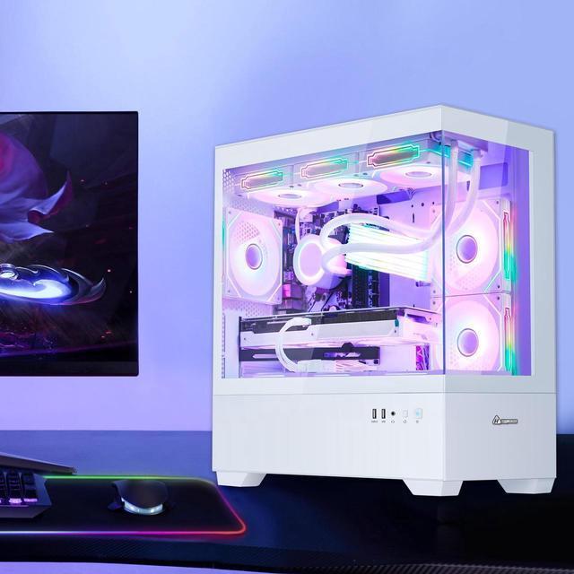 Alt view image 6 of 7 - Hoengager Ocean Park Gaming PC Desktop-AMD Ryzen 7 5700X 3.4 GHz 8-Core, 32GB DDR4 RAM,1TB PCI-E +1 TB 2.5'' SSD, RTX 4060 8G, 360 Liquid-Cooled,RGB Fans, WIFI &Bluetooth ,Win 11 Pro 64bit -White