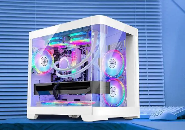 Alt view image 5 of 7 - Hoengager Poseidon Gaming PC -AMD Ryzen 7 5700G 3.8GHz,RX 6500 XT 4G,32GB DDR4 RAM 3200MHz ,1TB M.2+2TB SATA SSD , Liquid Cooler,WIFI, RGB Fans, HDMI,Bluetooth ,Windows 11 Pro Desktop-White
