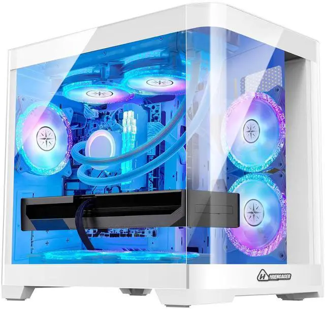 Alt view image 3 of 7 - Hoengager Poseidon Gaming PC -AMD Ryzen 7 5700G 3.8GHz,RX 6500 XT 4G,32GB DDR4 RAM 3200MHz ,1TB M.2+2TB SATA SSD , Liquid Cooler,WIFI, RGB Fans, HDMI,Bluetooth ,Windows 11 Pro Desktop-White