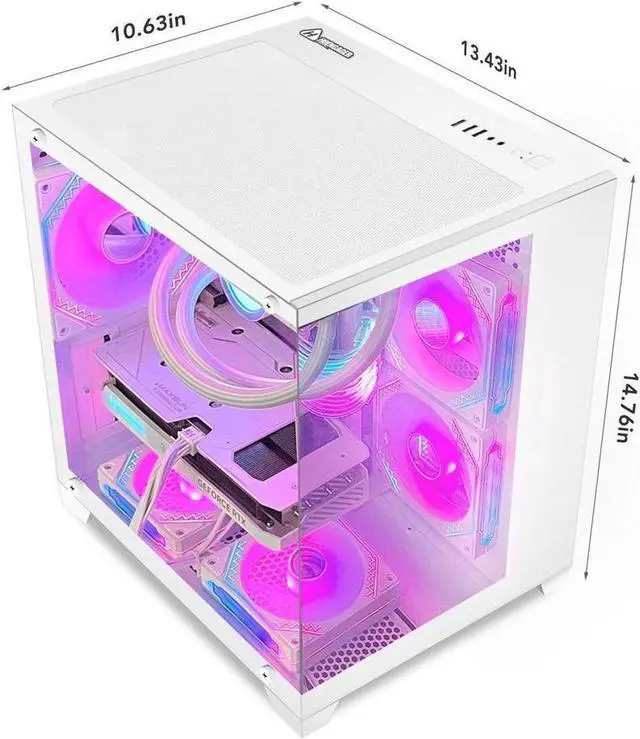 Alt view image 5 of 7 - Hoengager Gaming PC -AMD Ryzen 5 5600X 3.7 GHz-RTX 4060 8GB-16GB DDR4 RAM-1TB M.2 SSD-240 Liquid Cooler -WIFI &Bluetooth -RGB Fans-Windows 11 Pro Desktop Computer-White