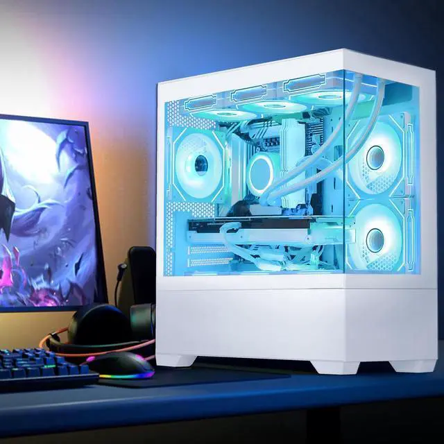 Alt view image 7 of 7 - Hoengager Sunshine RTX 5070TI 16G Gaming PC Desktop - Intel Core i5-12600KF , 32GB DDR5 RAM 6000MHz, 1TB PCIe +1TB SATA SSD, WiFi + BT, Windows 11 Pro -RGB Prebuilt Computer