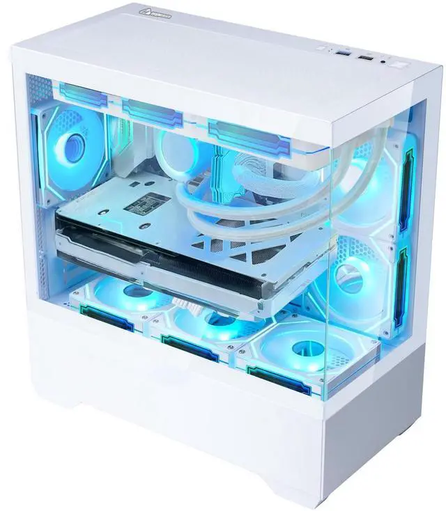 Alt view image 4 of 7 - Hoengager Sunshine RTX 5070TI 16G Gaming PC Desktop - Intel Core i5-12600KF , 32GB DDR5 RAM 6000MHz, 1TB PCIe +1TB SATA SSD, WiFi + BT, Windows 11 Pro -RGB Prebuilt Computer