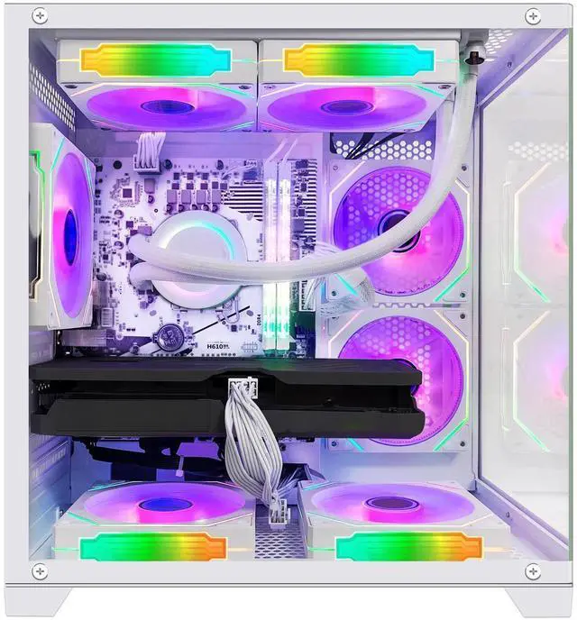 Alt view image 4 of 7 - Hoengager Gaming PC -Intel i5-12400F 2.5GHz -GeForce RTX 3050 6GB -32GB DDR4 3200MHz- 1TB M.2 SSD -RGB Fans -WIFI &BT ,HDMI- Liquid  Cooler- Windows 11 Pro Desktop -White