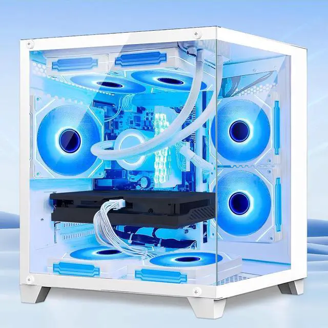 Alt view image 6 of 7 - Hoengager Gaming PC -Intel i5-12400F 2.5GHz -GeForce RTX 3050 6GB -32GB DDR4 3200MHz- 1TB M.2 SSD -RGB Fans -WIFI &BT ,HDMI- Liquid  Cooler- Windows 11 Pro Desktop -White
