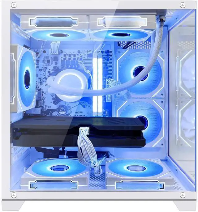 Alt view image 3 of 7 - Hoengager Gaming PC -Intel i5-12400F 2.5GHz -GeForce RTX 3050 6GB -32GB DDR4 3200MHz- 1TB M.2 SSD -RGB Fans -WIFI &BT ,HDMI- Liquid  Cooler- Windows 11 Pro Desktop -White