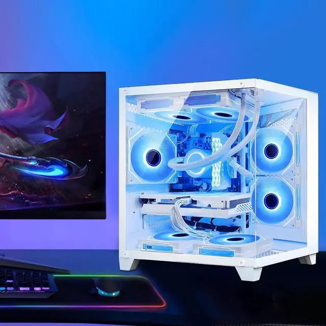 Alt view image 7 of 7 - Hoengager Gaming PC -Intel i5-12400F 2.5GHz -GeForce RTX 4060 8GB -32GB DDR4 3200MHz- 1TB M.2+1TB SATA  SSD -RGB Fans -WIFI &BT ,HDMI- Liquid  Cooler- Windows 11 Pro Desktop -White