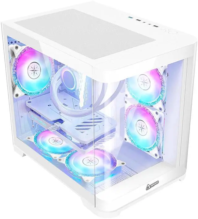 Alt view image 4 of 7 - Hoengager Poseidon Gaming PC AMD Ryzen 5 5600X  6-Core 3.7 GHz, RTX 5060 8GB, 16GB DDR4 RAM 3200MHz,1TB PCIe SSD, WIFI&Bluetooth Windows 11 Pro-White