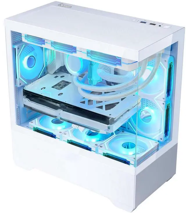 Alt view image 4 of 7 - Hoengager Sunshine Gaming PC Intel Core i5-12600KF 10-Core (6P+4E) 3.7 GHz,RX 9070 16GB GDDR6, 32GB DDR5 RAM 6000MHz,1TB PCIe SSD, WIFI&Bluetooth Windows 11 Pro-White
