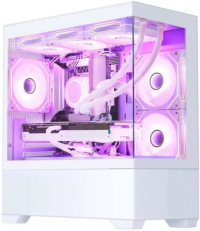 Alt view image 5 of 7 - Hoengager Sunshine Gaming PC Intel Core i5-12600KF 10-Core (6P+4E) 3.7 GHz,RX 9070 16GB GDDR6, 32GB DDR5 RAM 6000MHz,1TB PCIe SSD, WIFI&Bluetooth Windows 11 Pro-White