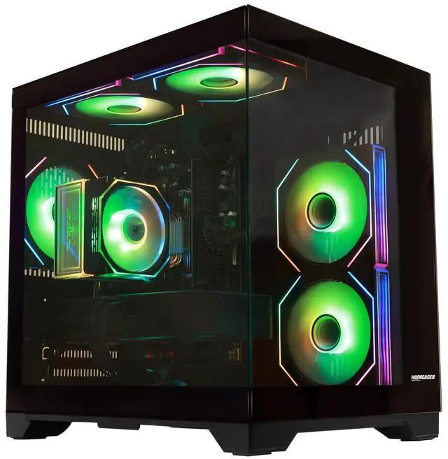 Alt view image 4 of 7 - Hoengager Gaming Desktop INTEL Core i5 12400F 2.5 GHz 6-Core, GeForce RTX 5060 8GB , 32GB DDR4 RAM 3200MHz,1TB PCIe +1TB SATA SSD, Wi-Fi & Bluetooth ,Windows 11 Pro  Prebuilt Tower RGB Computer-Black