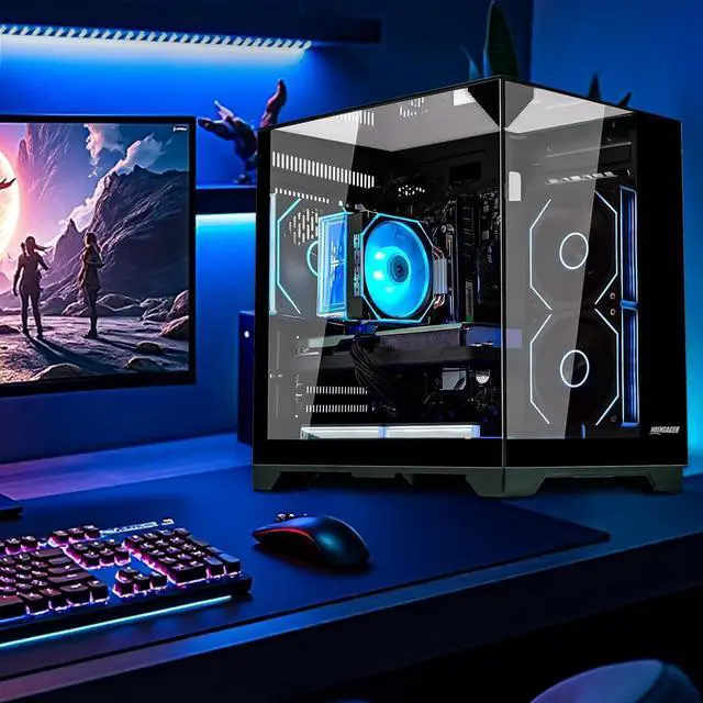 Alt view image 6 of 7 - Hoengager Horizon Gaming PC -AMD Ryzen 7 5700X  8-Core 3.4 GHz -RTX 5060 8GB -32GB DDR4 RAM-1TB PCIe SSD -WIFI &Bluetooth -RGB Fans-Prebuilt PC Windows 11 Pro Desktop Computer-Black