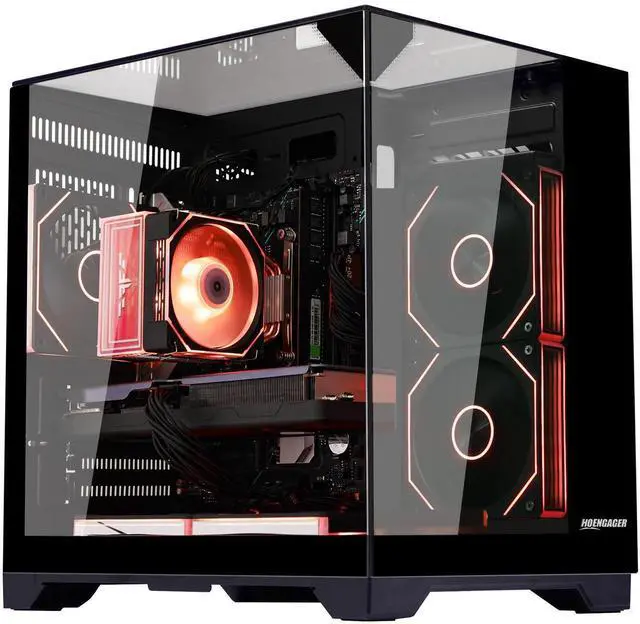 Alt view image 5 of 7 - Hoengager Horizon Gaming PC -AMD Ryzen 7 5700X  8-Core 3.4 GHz -RTX 5060 8GB -32GB DDR4 RAM-1TB PCIe SSD -WIFI &Bluetooth -RGB Fans-Prebuilt PC Windows 11 Pro Desktop Computer-Black