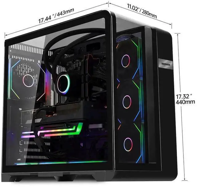 Alt view image 4 of 7 - Hoengager Astral Plus Gaming PC -AMD Ryzen 5 9600X 6-Core 3.9 GHz -RTX 5060 8GB -32GB DDR5 6000MHZ RAM-1TB PCIe +1TB SATA SSD -WIFI &BT -360AIO Liquid Cooler ,Win11 Pro Desktop Computer-Black