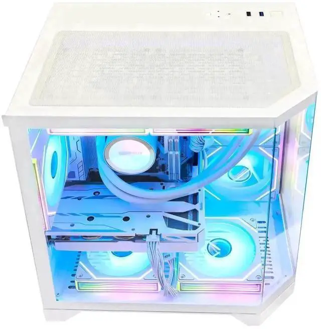 Alt view image 6 of 7 - Hoengager Gaming PC - AMD Ryzen 7 9700X  8-Core 3.8 GHz , Intel Arc B580 12GB, 32GB DDR5 RAM 6000MHz, 1TB PCIe SSD, WiFi + BT, 850W PSU,Liquid cooler, Windows 11 Pro -RGB Prebuilt Desktop-White