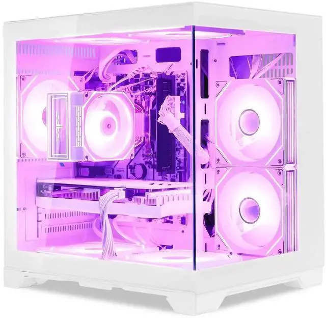 Alt view image 3 of 6 - Hoengager Gaming PC Desktop Intel Core i5-14400F 10-Core (6P+4E), GeForce RTX 5060 8GB , 32GB DDR4 RAM 3200MHz,1TB PCIe SSD, Wi-Fi & Bluetooth ,Windows 11 Pro  Prebuilt Tower RGB Computer-White