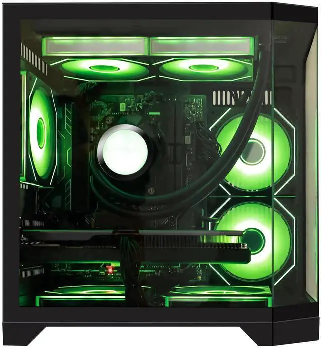 Alt view image 2 of 7 - Hoengager Gaming PC AMD Ryzen 7 7700 8-Core 3.8 GHz,RX 9070 16GB GDDR6, 32GB DDR5 RAM 6000MHz,1TB PCIe +1TB SATA SSD, WIFI&Bluetooth Prebuilt PC 850W PSU,Liquid cooler, Windows 11 Pro