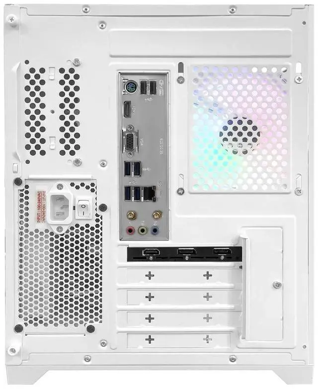 Alt view image 7 of 7 - Hoengager Poseidon Gaming PC AMD Ryzen 5 5600X  6-Core 3.7 GHz, Radeon RX 9060 XT 8GB, 32GB DDR4 RAM 3200MHz,1TB PCIe SSD, WIFI&Bluetooth Windows 11 Pro-White