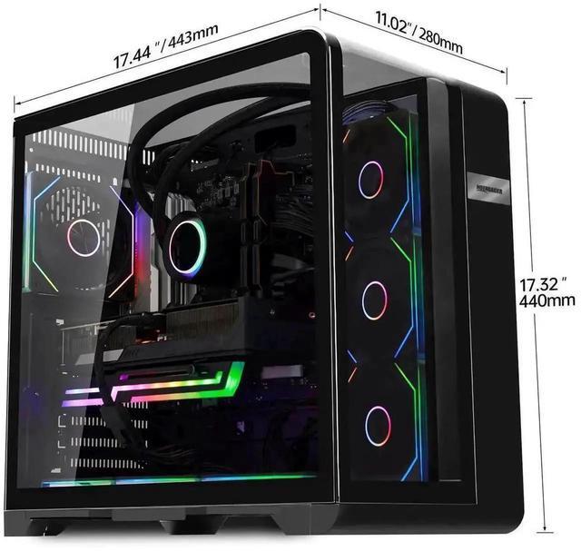 Alt view image 4 of 7 - Hoengager Astral Plus Gaming PC -AMD Ryzen 5 9600X 6-Core 3.9 GHz -Radeon RX 9060 XT 8GB -32GB DDR5 6000MHZ RAM-1TB PCIe +1TB SATA SSD -WIFI &Bluetooth -RGB Fans-Windows 11 Pro Desktop Computer-Black