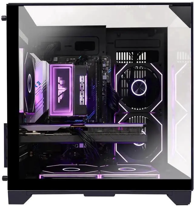 Alt view image 2 of 7 - Hoengager Horizon Gaming PC -AMD Ryzen 7 5700G 8-Core 3.8 GHz-Radeon RX 9060 XT 8GB -32GB DDR4 RAM-1TB PCIe SSD -WIFI &Bluetooth -RGB Fans-Prebuilt PC Windows 11 Pro Desktop Computer-Black