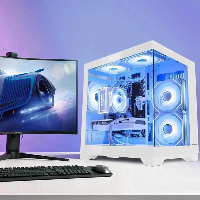 Alt view image 6 of 7 - Hoengager Gaming PC Desktop Intel Core i5-13400F 2.5 GHz 10 Core, GeForce Radeon RX 9060 XT 16GB , 32GB DDR4 RAM 3200MHz,1TB PCIe SSD, Wi-Fi & Bluetooth ,Win 11 Pro  Prebuilt Tower RGB Computer-White
