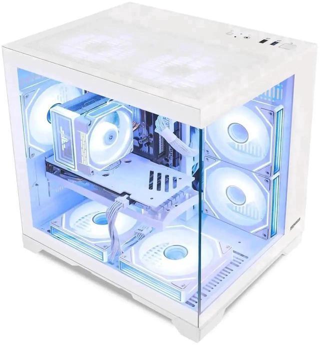 Alt view image 5 of 7 - Hoengager Gaming PC Desktop Intel Core i5-13400F 2.5 GHz 10 Core, GeForce Radeon RX 9060 XT 16GB , 32GB DDR4 RAM 3200MHz,1TB PCIe SSD, Wi-Fi & Bluetooth ,Win 11 Pro  Prebuilt Tower RGB Computer-White
