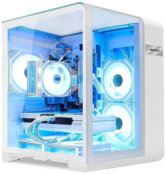 Alt view image 4 of 7 - Hoengager Astral Mini Gaming PC -AMD Ryzen 7 7700 8-Core 3.8 GHz-RTX 5060 Ti 16G -32GB DDR5 6000MHZ RAM-1TB PCIe +1TB SATA SSD -WIFI &Bluetooth -RGB Fans-Windows 11 Pro Desktop Computer-White