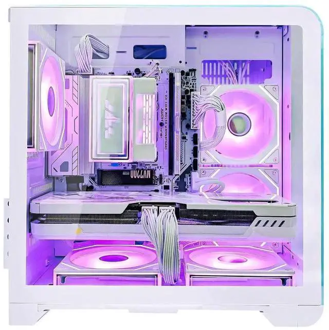 Alt view image 3 of 7 - Hoengager Astral Mini Gaming PC -AMD Ryzen 7 7700 8-Core 3.8 GHz-RTX 5060 Ti 16G -32GB DDR5 6000MHZ RAM-1TB PCIe +1TB SATA SSD -WIFI &Bluetooth -RGB Fans-Windows 11 Pro Desktop Computer-White