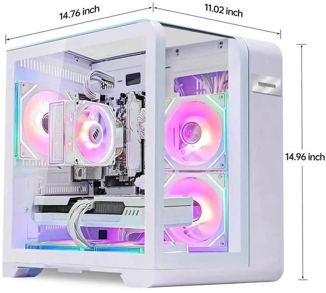 Alt view image 6 of 7 - Hoengager Astral Mini Gaming PC -AMD Ryzen 7 7700 8-Core 3.8 GHz-RTX 5060 Ti 16G -32GB DDR5 6000MHZ RAM-1TB PCIe +1TB SATA SSD -WIFI &Bluetooth -RGB Fans-Windows 11 Pro Desktop Computer-White